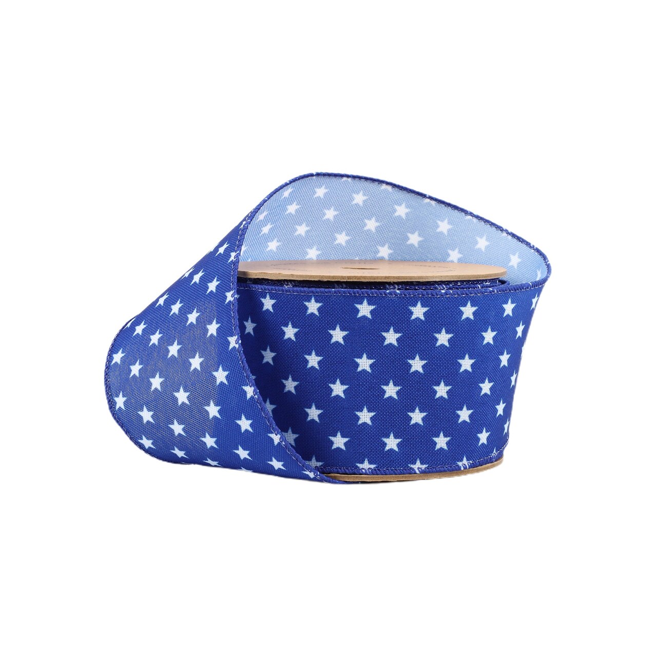 LaRibbons 2 1/2" Wired Ribbon | Blue w/ Multi White Stars | 10 Yard Spool